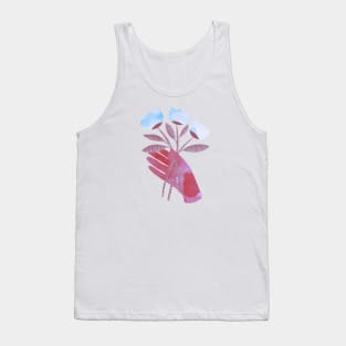 Red hand with blue flowers for you Tank Top